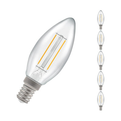 Crompton Lamps Led Candle 2.5W E14 Dimmable Filament (5 Pack) Cool White Clear (25W Eqv) from B&Q