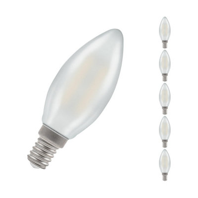 Crompton Lamps Led Candle 2.5W E14 Dimmable Filament (5 Pack) Pearl Cool White (25W Eqv) from B&Q
