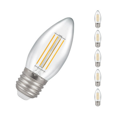 Crompton Lamps Led Candle 5W E27 Dimmable Filament (5 Pack) Cool White Clear (40W Eqv) from B&Q