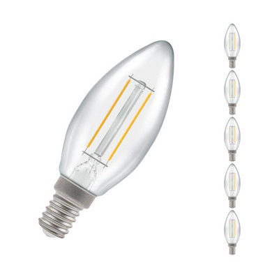 Crompton Lamps Led Candle 2.2W E14 Filament (5 Pack) Warm White Clear (25W Eqv) from B&Q