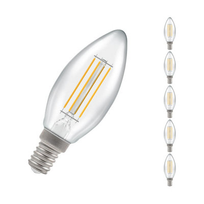 Crompton Lamps Led Candle 4.2W E14 Filament (5 Pack) Warm White Clear (40W Eqv) from B&Q