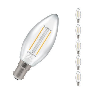 Crompton Lamps Led Candle 2.2W B15 Filament (5 Pack) Warm White Clear (25W Eqv) from B&Q