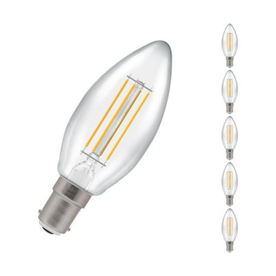 Crompton Lamps Led Candle 4.2W B15 Filament (5 Pack) Warm White Clear (40W Eqv) from B&Q