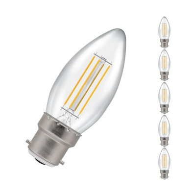 Crompton Lamps Led Candle 4.2W B22 Filament (5 Pack) Warm White Clear (40W Eqv) from B&Q