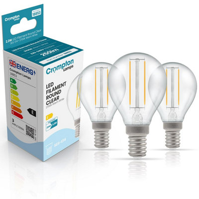 Crompton Lamps Led Golfball 2.2W E14 Filament (3 Pack) Warm White Clear (25W Eqv) (3 Pack) from B&Q