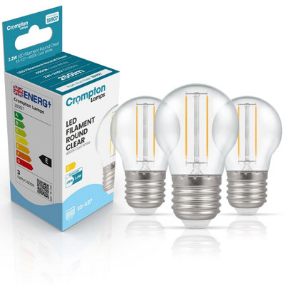 Crompton Lamps Led Golfball 2.2W E27 Filament (3 Pack) Cool White Clear (25W Eqv) (3 Pack) from B&Q