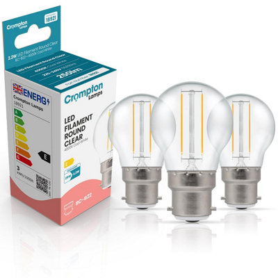 Crompton Lamps Led Golfball 2.2W B22 Filament (3 Pack) Cool White Clear (25W Eqv) (3 Pack) from B&Q
