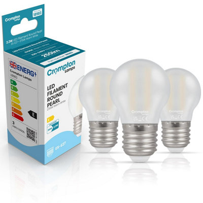 Crompton Lamps Led Golfball 2.2W E27 Filament (3 Pack) Pearl Warm White (25W Eqv) (3 Pack) from B&Q