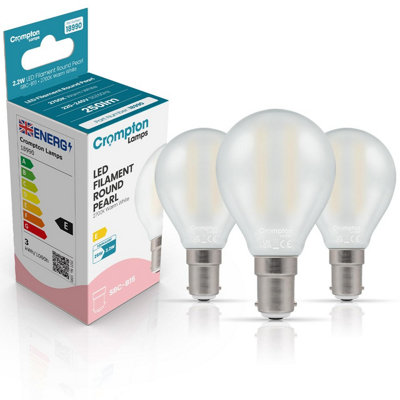 Crompton Lamps Led Golfball 2.2W B15 Filament (3 Pack) Pearl Warm White (25W Eqv) (3 Pack) from B&Q