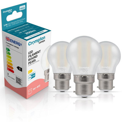 Crompton Lamps Led Golfball 2.2W B22 Filament (3 Pack) Pearl Warm White (25W Eqv) (3 Pack) from B&Q
