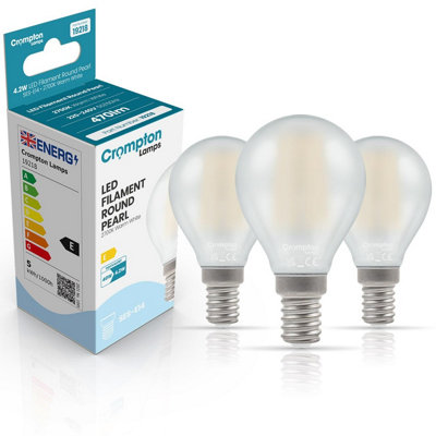 Crompton Lamps Led Golfball 4.2W E14 Filament (3 Pack) Pearl Warm White (40W Eqv) (3 Pack) from B&Q