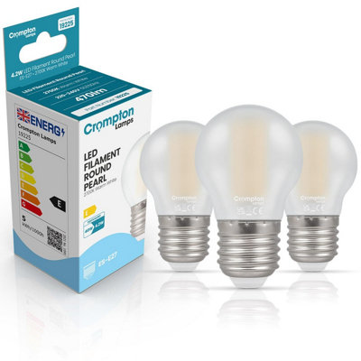 Crompton Lamps Led Golfball 4.2W E27 Filament (3 Pack) Pearl Warm White (40W Eqv) (3 Pack) from B&Q