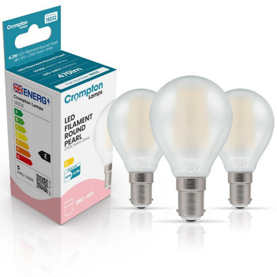 Crompton Lamps Led Golfball 4.2W B15 Filament (3 Pack) Pearl Warm White (40W Eqv) (3 Pack) from B&Q
