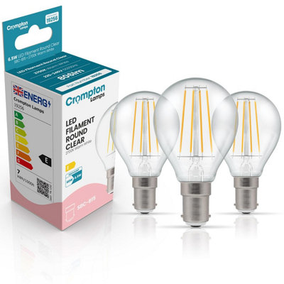 Crompton Lamps Led Golfball 6.5W B15 Filament (3 Pack) Warm White Clear (60W Eqv) (3 Pack) from B&Q