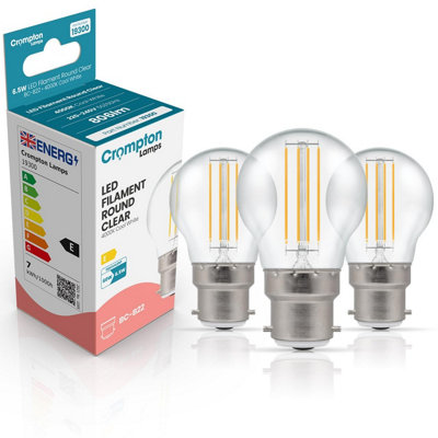 Crompton Lamps Led Golfball 6.5W B22 Filament (3 Pack) Cool White Clear (60W Eqv) (3 Pack) from B&Q
