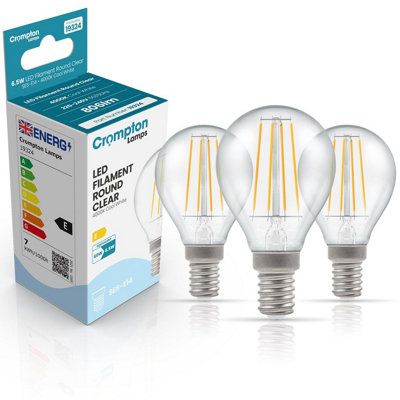 Crompton Lamps Led Golfball 6.5W E14 Filament (3 Pack) Cool White Clear (60W Eqv) (3 Pack) from B&Q