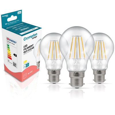 Crompton Lamps Filament Gls Led Light Bulb Bc-B22D11W100W EquivalentCool White 4000K15,000-HrsClearDimmable3-Pack from B&Q