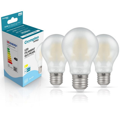 Crompton Lamps Filament Gls Led Light Bulb Es-E2710.5W100W EquivalentWarm White 2700K15,000-HrsPearl 3-Pack from B&Q