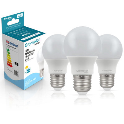 Crompton Lamps Led Gls 4W E27 Dimmable (3 Pack) Warm White Opal (40W Eqv) (3 Pack) from B&Q