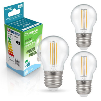Crompton Lamps Led Ultra-Efficient Golfball 2.2W E27 A-Class (3 Pack) Warm White Clear (40W Eqv) (3 Pack) from B&Q