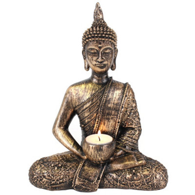 Sitting Thai Buddha Tealight HolderBronze from B&Q