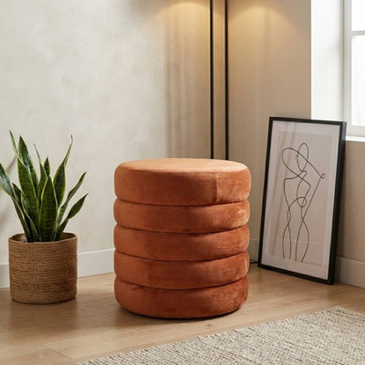 B&Q -  Noe Velvet Terracotta Storage Stool