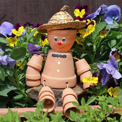 Terracotta Flower Pot Man Planter Garden Patio Decoration Ornament - Image 7