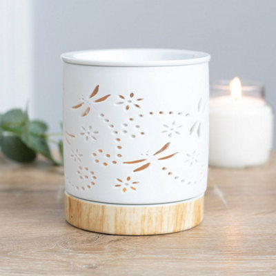 B&Q White Ceramic Cut-Out Dragonfly Oil Burner -