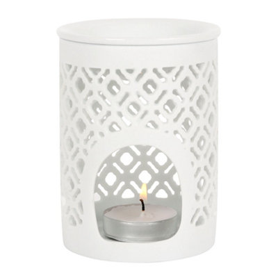 Something Different White Matte Lattice Cut Oil Burner