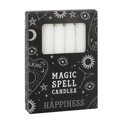 Something Different Set Of 12 White 'happiness' Spell Candles from B&Q