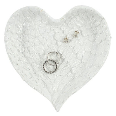 B&Q -  Glitter Heart Shaped Angel Wing Trinket Dish