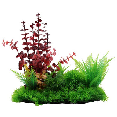 Swell Red Round-Leaf Rotala & Green Fern Artificial Plant from B&Q
