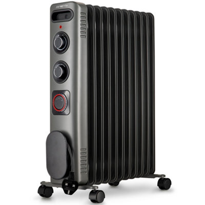 B&Q -  2500W Oil Filled Radiator With 24 Hour TimerThermostat3 Power Settings11 FinSliver Grey