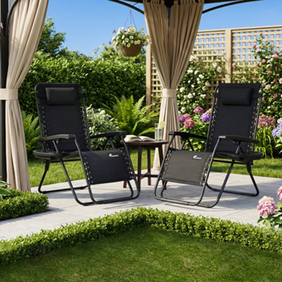 Sunmer Extra-Wide Padded Recliner Chairs With Cup And Phone HolderSet Of 2Black from B&Q