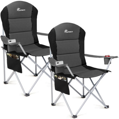 Sunmer Set Of 2 Folding Padded Camping ChairsDark Grey from B&Q