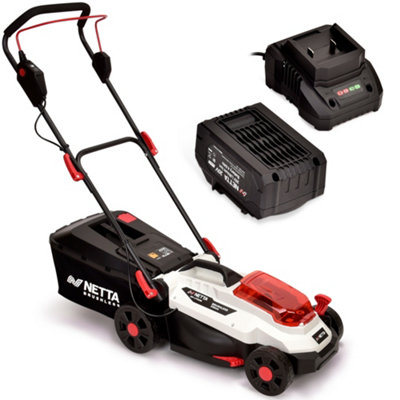Netta 20V Cordless LawnmowerBrushless Motor33Cm Cutting Width4.0Ah Battery & Charger5 Cutting Heights from B&Q