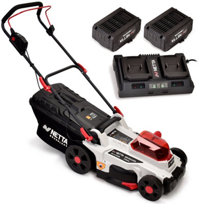Netta 40V Cordless LawnmowerBrushless Motor37Cm Cutting Width2X4.0Ah Batteries6 Height Settings from B&Q