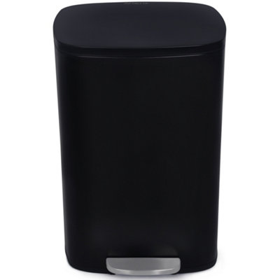 Netta Kitchen Pedal Bin 50L Smudge Resistant With Inner BucketBrushed Stainless Steel Rubbish BinSoft CloseBlack from B&Q