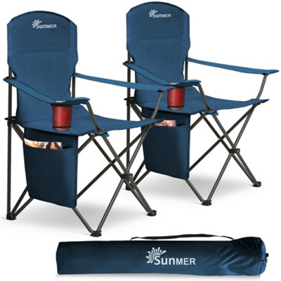 Sunmer Extra-Wide Folding Camping ChairsSet Of 2Blue from B&Q