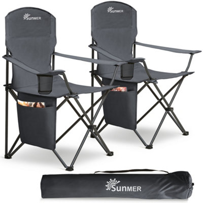 Sunmer Extra-Wide Folding Camping ChairsSet Of 2Dark Grey from B&Q