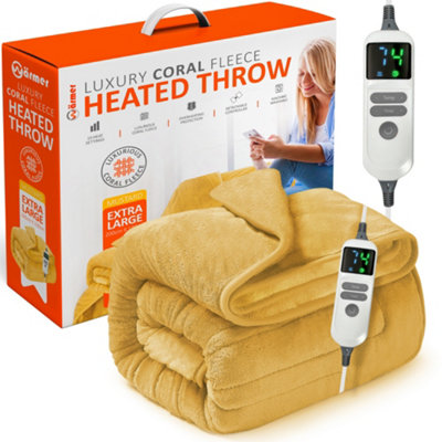 Warmer Wärmer Luxury Heated Throw With Digital Controller9-Hour Timer And 10 Heat Settings200Cm X 130CmMustard from B&Q