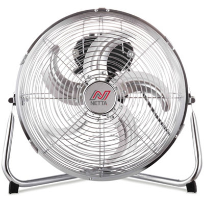 Netta Gym Floor Fan 3 Speed Settings And Tilt OptionPowerful CirculationWall Mountable Chrome12 Inch from B&Q