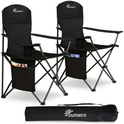 Sunmer Extra-Wide Folding Camping ChairsSet Of 2Black from B&Q