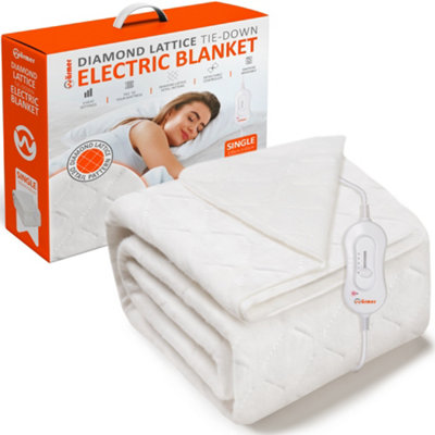 Warmer Wärmer Diamond Lattice Tie Down Electric Heated Blanket - King