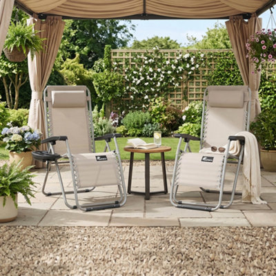 Sunmer Reclining Garden Chairs With Cup And Phone HolderSet Of 2Grey from B&Q