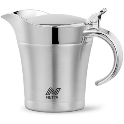 Netta Gravy Boat 500ml Dining Table Sauce Jug with lid in Stainless Steel - Image 3