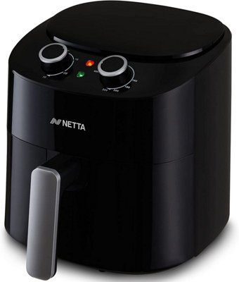 Netta Black Manual Air Fryer - Adjustable Temperature Control And Timer 4.2L