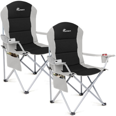 Sunmer Set Of 2 Folding Padded Camping ChairsBlack & Grey from B&Q