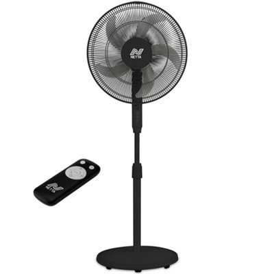 NETTA 16 Inch Pedestal Fan With Remote Control TimerBlack from B&Q