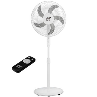 NETTA 16 Inch Pedestal Fan With Remote Control TimerWhite from B&Q